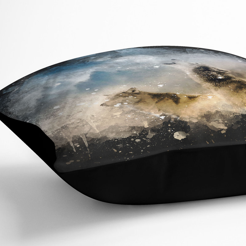 Wolves Howling in the Forest Cushion with Filling, Black, 55cm H x 55cm W x 20cm D