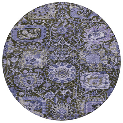 Selavie Purple Washable Indoor-Outdoor Rug - LOOMLAN
