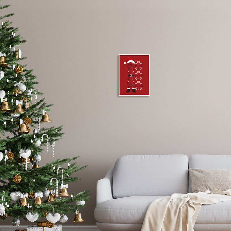 Ho, Ho, Ho, H 14 po x l 11 po x P 1,5 po, Giclée encadrée blanc bord de mer