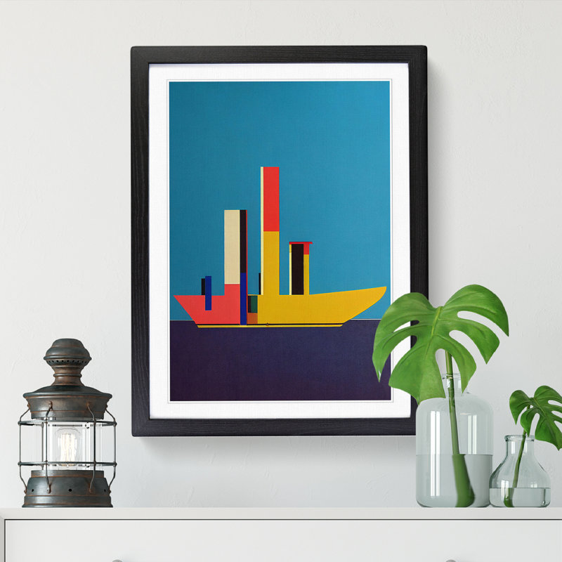 Ship Abstract Vol.2 - Single Picture Frame Print, 46cm H x 34cm W x 2cm D, Oak