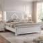 Grand lit Stacy, tête de lit avec éclairage DEL, revêtement argenté, blanc-122772692