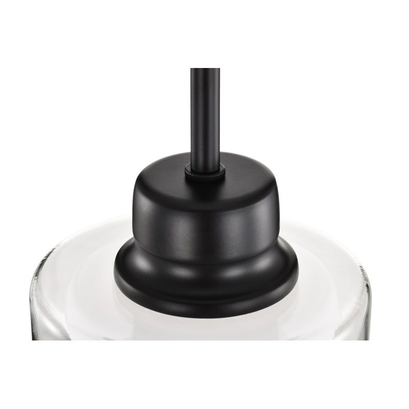Nils 1-Light Clear Glass and White Glass Shades Mini Pendant Light, Matte Black