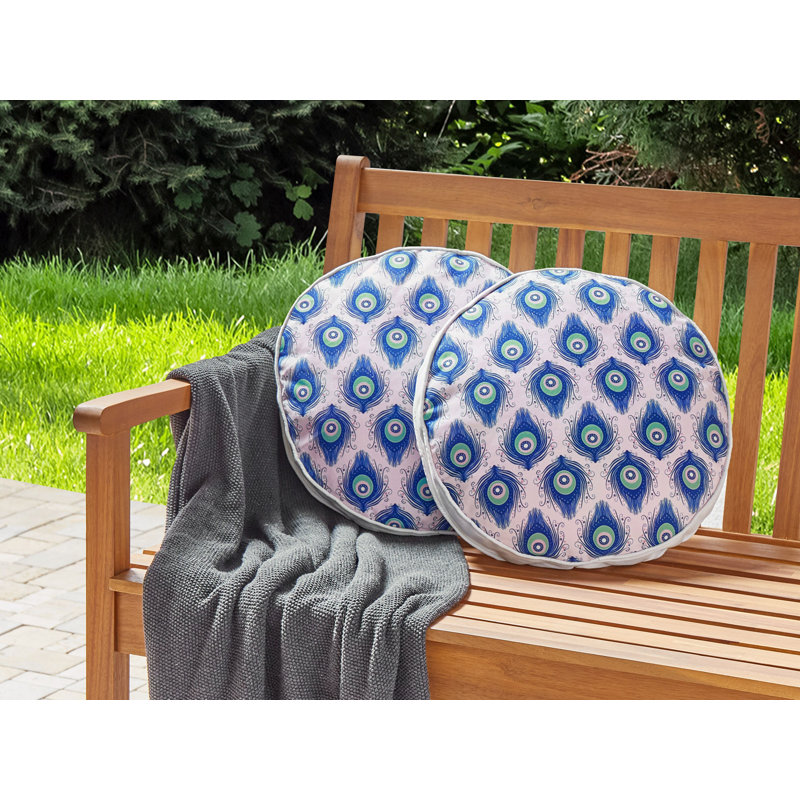 CERIANA Indoor / Outdoor Ikat Circular Throw Cushion With Filling