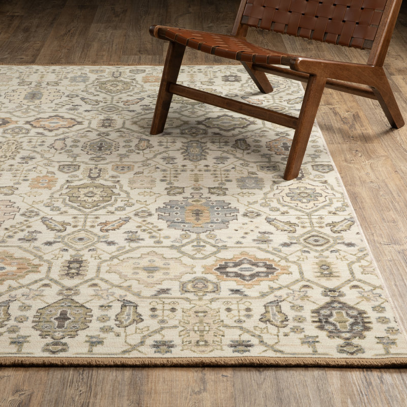 Tapis beige / doré en laine Kuad Old World Nomadic, Rectangle 5 pi 3 po x 7 pi 6 po