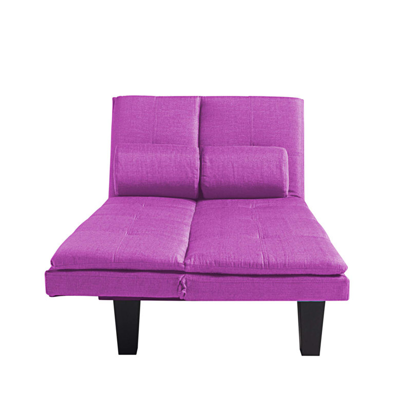 Canapé-lit à accoudoirs coussinés 63,39 po Deshaune, 100 % polyester mauve