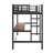 Metal Loft Bed With Power Outlet And LED Lighted, Space-Saving