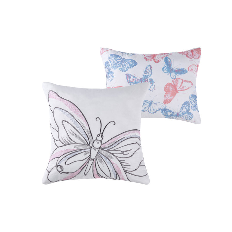 Full Purple and Pink Microfiber Butterfly Comforter Set