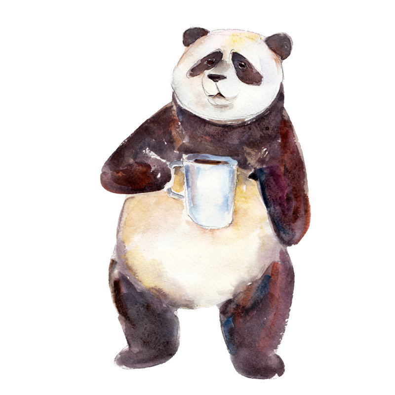 Phippsburg Watercolour Illustration Of Panda - Wrapped Canvas Painting, 30cm H x 30cm W x 3.8cm D