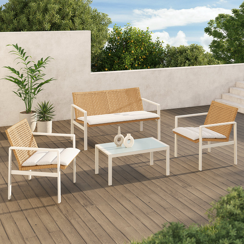 Bay Isle Home Outdoor 4piece Seating Group With Allweather Wicker And