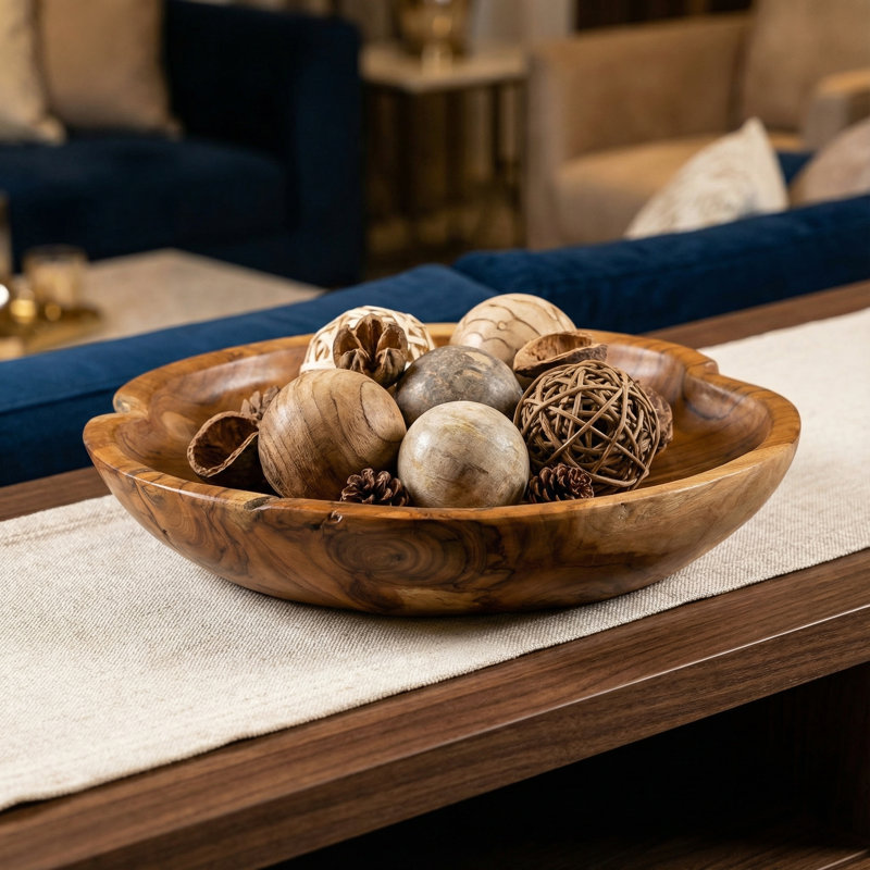 Solid Wood Decorative Bowl - Set of 1