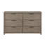 Commode large Dely, 6 tiroirs, poignées à bords chromés, gris rustique moderne