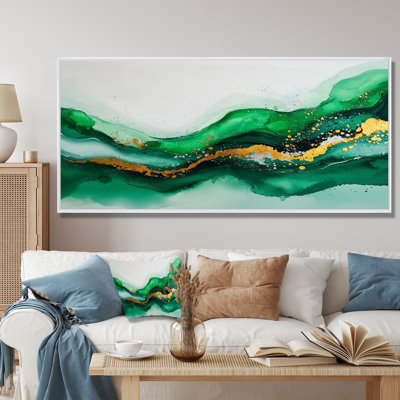 Abstrait fugue blanche et verte en couleur III - Art minimaliste abstrait