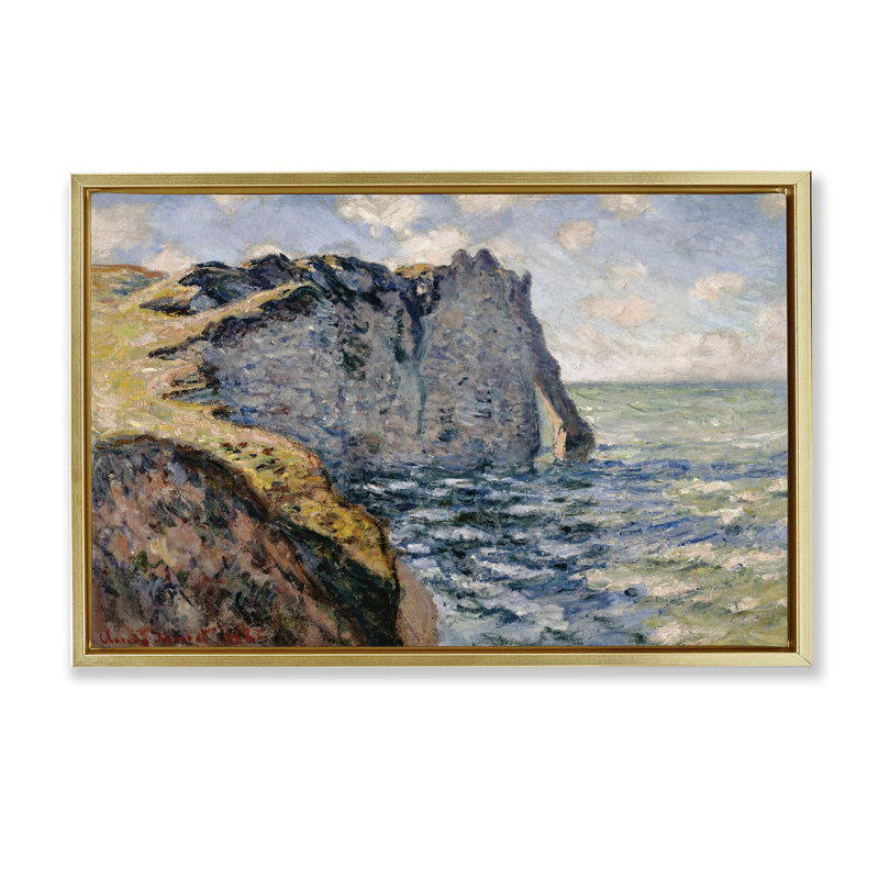 Toile flottante encadrée classique "Monet Cliff Of Aval" par one1000paintings, Cadre flottant métallique doré