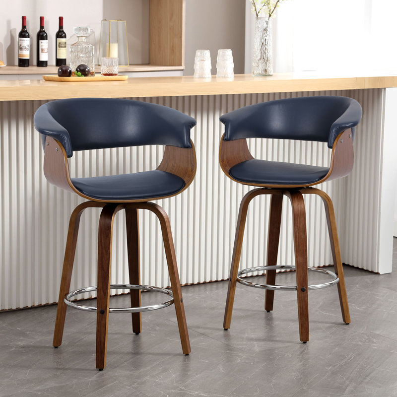 Draymond Swivel Upholstered Counter & Bar Stool, Counter Stool (26" Seat Height), Blue