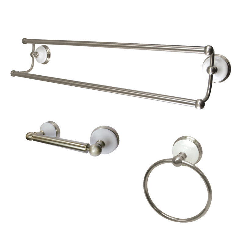 Kingston Brass Victorian 3-Piece Bathroom Hardware Set, Brushed Nickel
