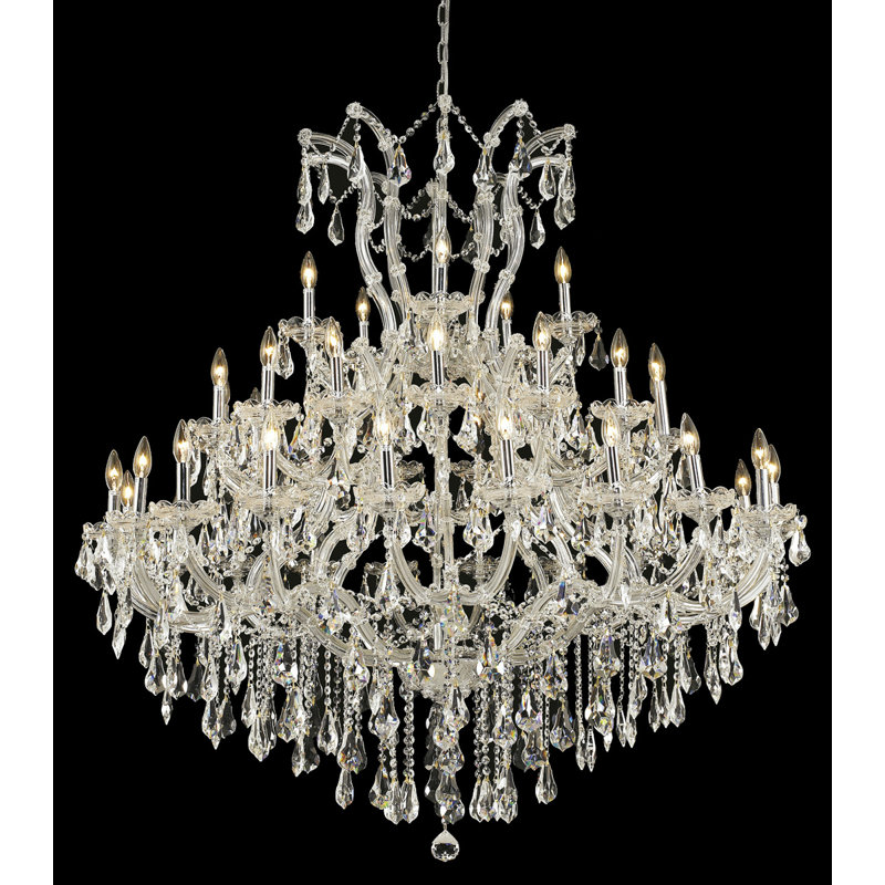 Lustre en cristal 41 lumières Yarmouth, Chrome / cristal (transparent) / coupe royale