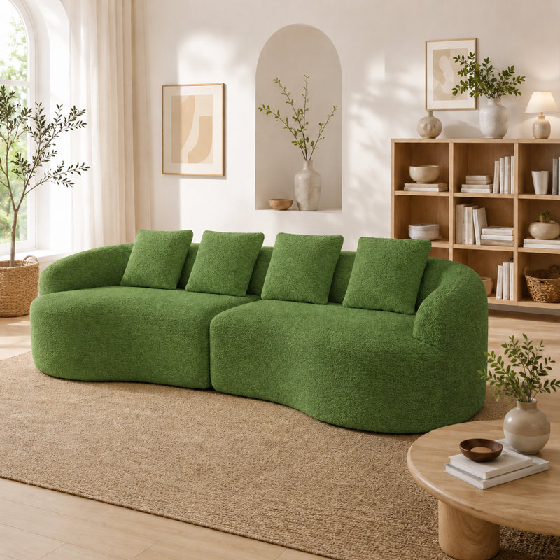 Un canapé-lit surdimensionné de 110 pouces, spécialement conçu pour le salon, est un canapé moelleux de style moderne qui peut accueillir quatre personnes et est livré avec 4 coussins décoratifs. Aucun assemblage requis