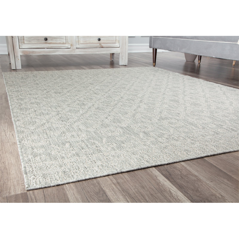 Tapis blanc intérieur / extérieur Hibner Southwestern, Rectangle 5 pi x 7 pi