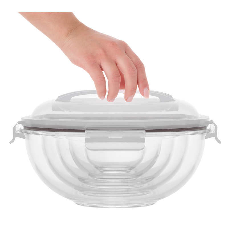 JoyJolt 10-Piece Glass Mixing Bowl Set Nesting Glass Bowls with Lids, Black