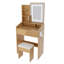 Table de coiffeuse à miroir DEL avec prise de courant, support pour sèche-cheveux et tabouret