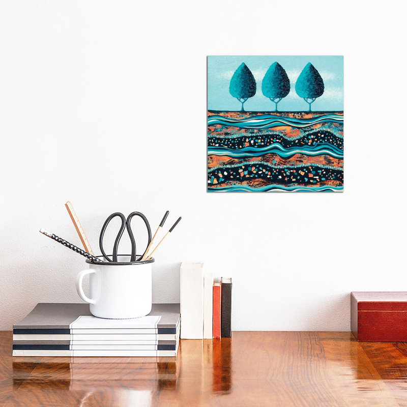 Aqua-Light Trees by Lisa Frances Judd - Painting on Canvas, Wrapped Canvas, 30.48cm H x 30.48cm W x 1.91cm D