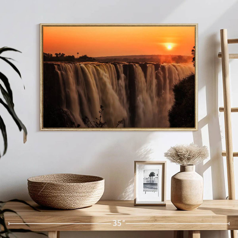 Chutes majestueuses de Victoria, Cadre flottant en bois naturel, 25 po x 17 po