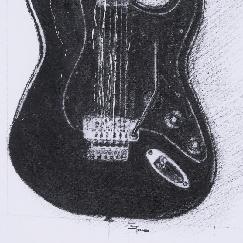 «Guitare I a Hand Hand», reproduction d'art texturée encadrée mat sous verre, Guitar I