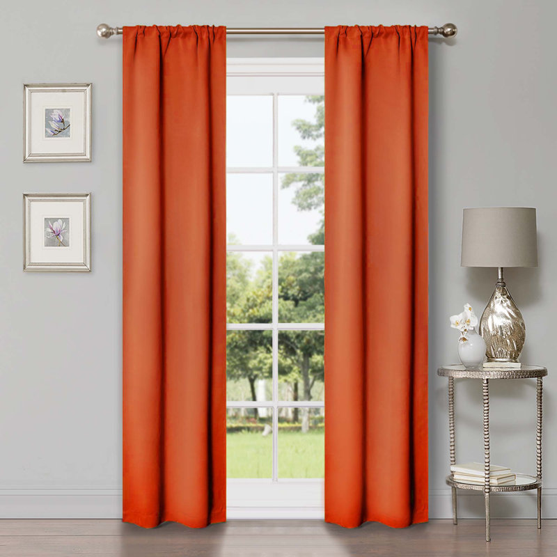Paire de rideaux obscurcissant Millendon, Orange, L 26 po x L 84 po