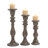 Mango Wood Decorative Brown Candle Holder Set