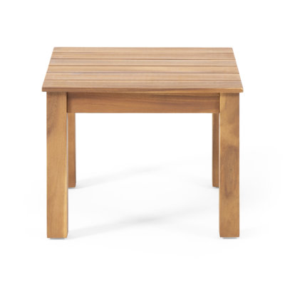 Modern Wood Side Table With Slat Top Design, 19.39"w X 19.39"d 14.89"h, Brown, Assembly Required Chic Minimalist Style, , 19.39in 15in,