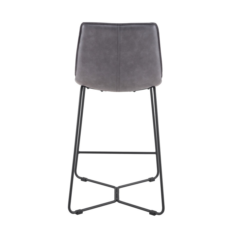 Dorine Stool, Smoke Faux Leather, Counter Stool (23.5” Seat Height)