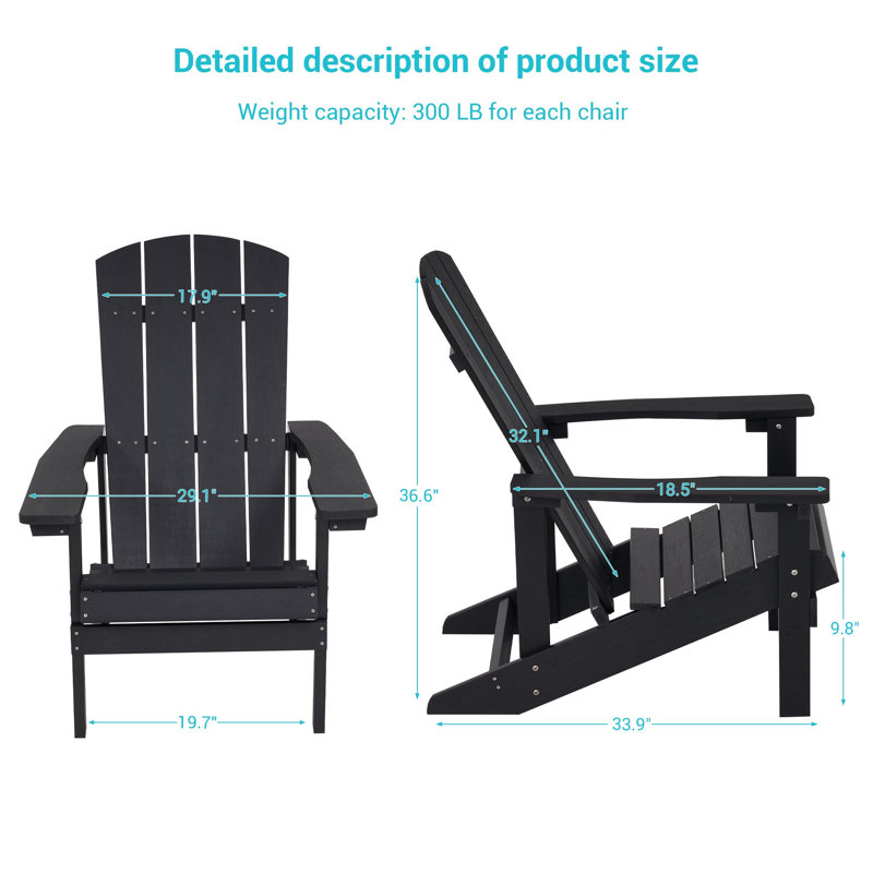 Armenio Outdoor Adirondack Chair, Black