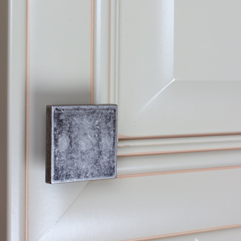1 1/2" Length Square Knob, Weathered Nickel