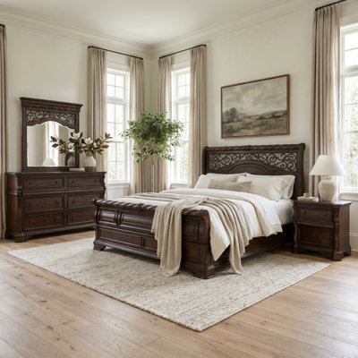 Ashyla King Sleigh Bed, Dresser & Mirror, Nightstand Bedroom Set