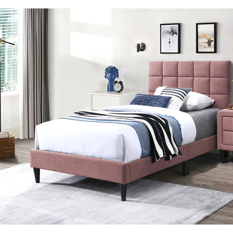 Tête de lit double capitonnée réglable, Lit double, Rose