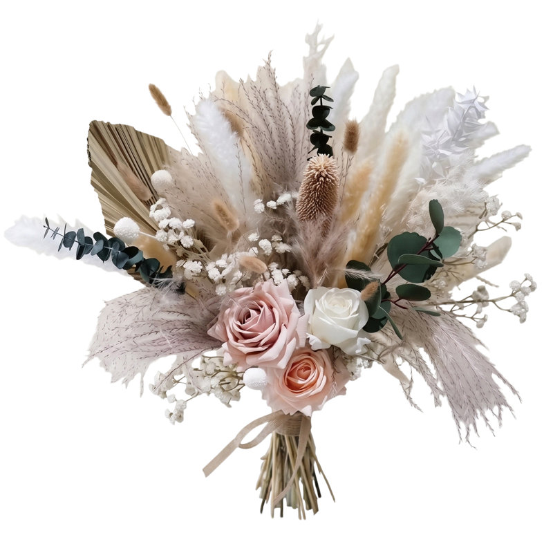 Arrangement de fleurs artificielles de fleurs de pampas séchées (vase non inclus)
