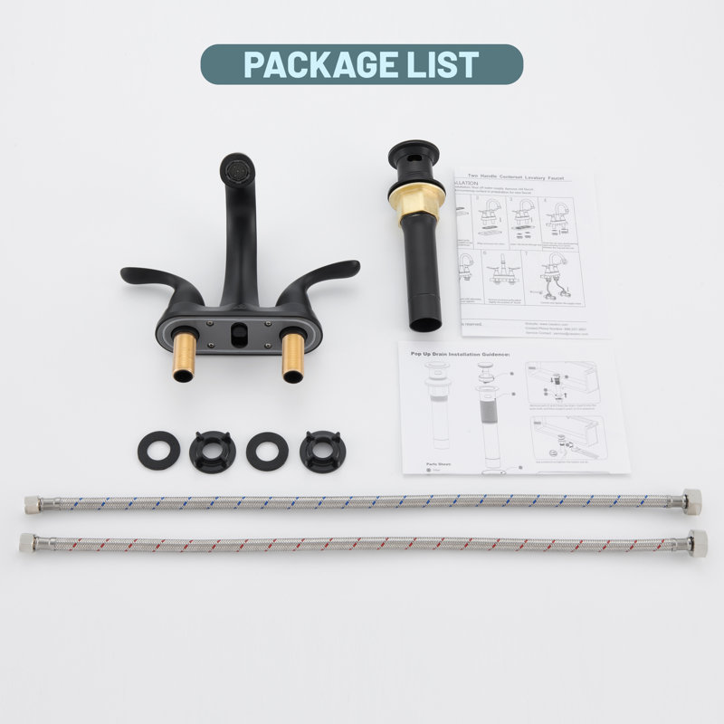 Matte Black Stainless Steel Centerset Bathroom Faucet with Drain