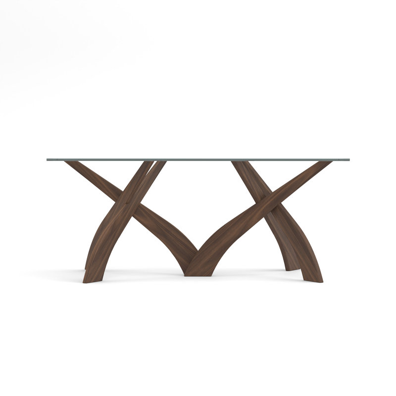 Entwine - Rectangular 42IN x 72IN Glass Top Table - Natural Walnut Finish, 30"H x 42"L x 72"W, Natural Walnut/Clear