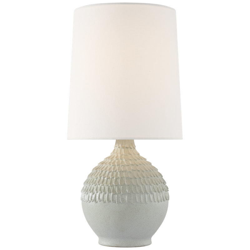AERIN Morava 17" Hand Carved Table Lamp in Volcanic White with Linen Shade
