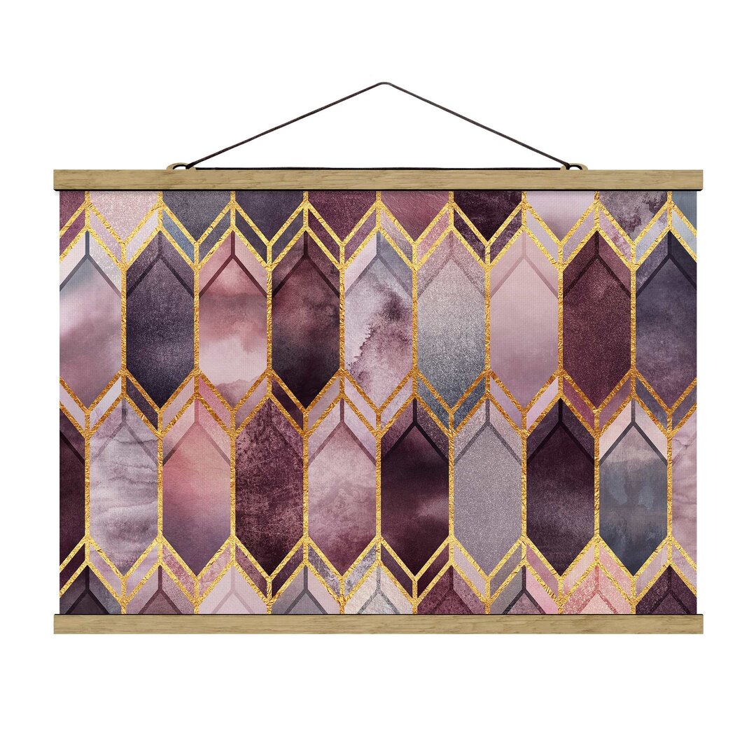 Stoffbild Buntglas Geometric Rosé Gold von Elisabeth Fredriksson