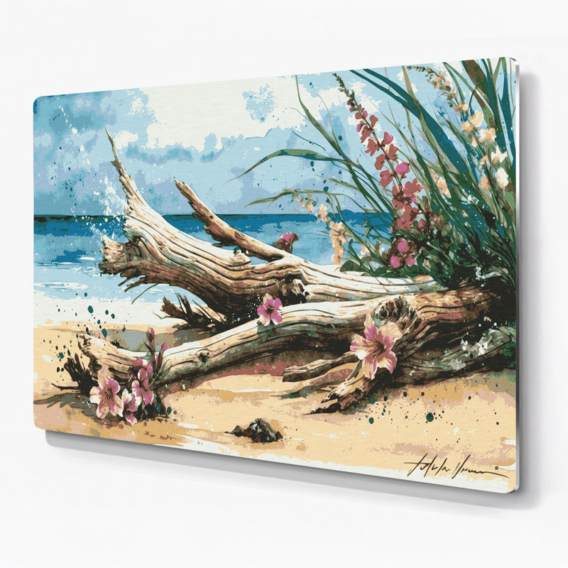Art mural hawaïen en bois flotté beige, H 20 po x l 24 po