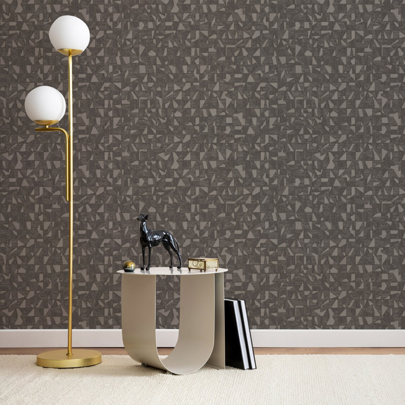 Asymmetrical Design Shimmering Geometric Shapes Wallpaper, Tan