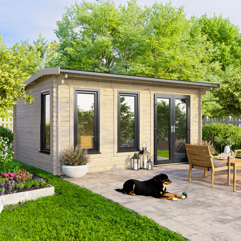 Powersheds 16 x 10ft Apex Log Cabin, Doors to the Right - 44mm
