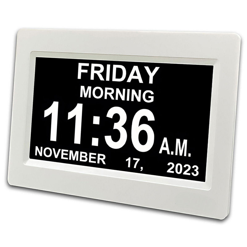 Digital Calendar Alarm Clock, Non-Abbreviated Memory Loss Clock, With Date And Time