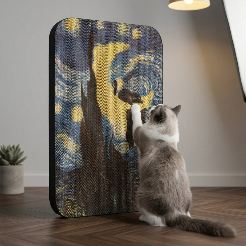 Grattoir mural pour chat, motif à griffes 16,7 x 11 x 1 pouce avec motif de nuit étoilée, protecteur de meuble et jouet