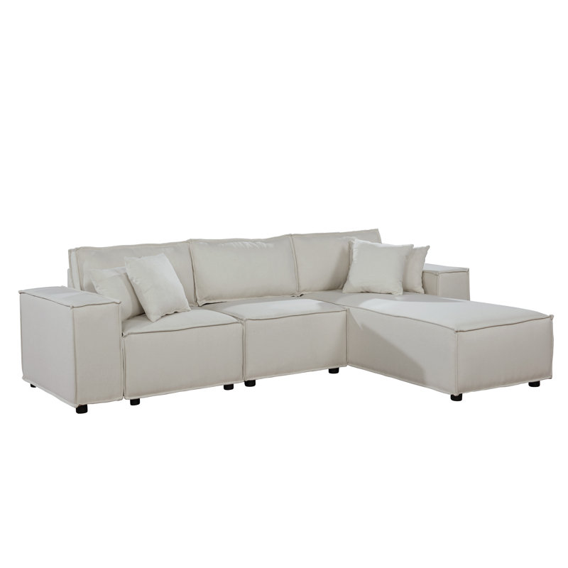 Dziana Upholstered L-Shaped Sectional Reversible, Beige 