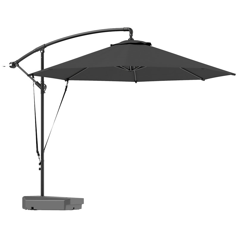 Outsunny 3 m Garden Cantilever Parasol w/ Fillable Base up to 90kg, Grey