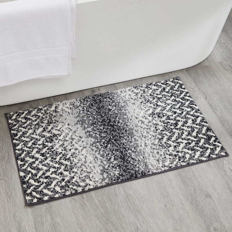 Annalia Non-Slip Bath Rug, Gray, 2 PCs Set(17" x 24"|17" x 24")