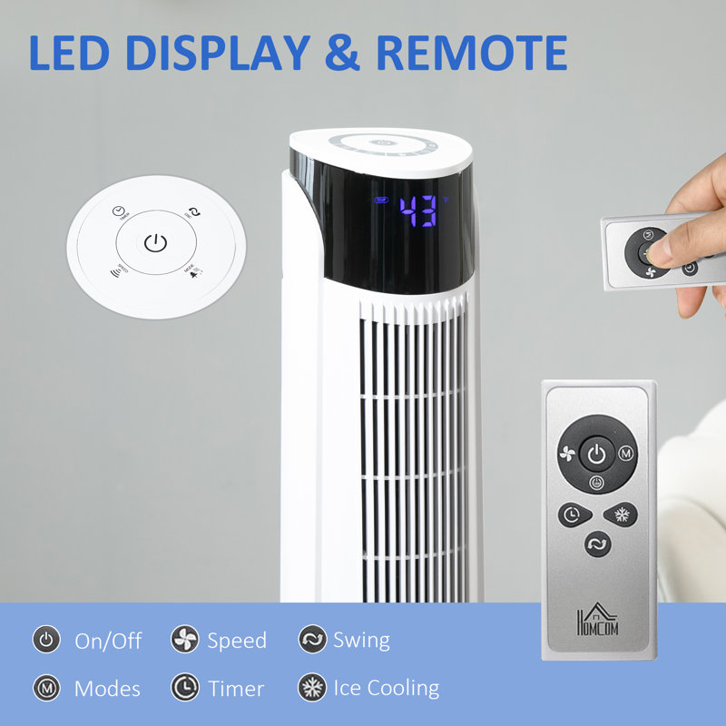 42'' Evaporative Air Cooler Tower Fan with 4 Modes, 12 Hour Timer, LED Display and Remote Control, White