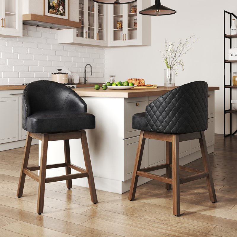 Nivelles Swivel Upholstered Counter Stool, Brown, Black